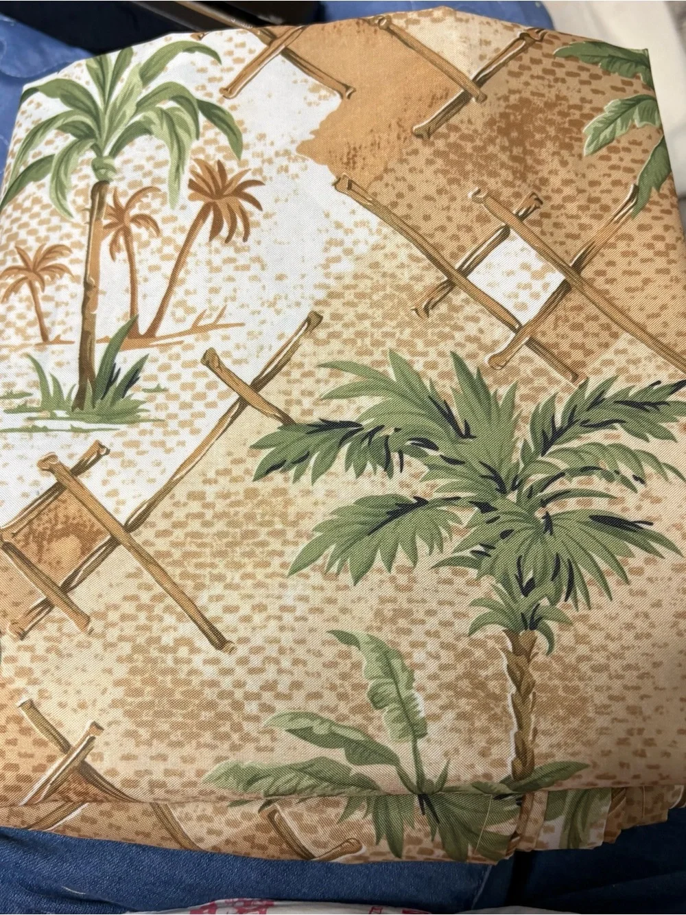 Tropical Palm Shower Curtain - Beige & Green